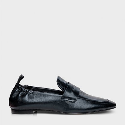 Loafer Carrano Franzido Couro Preto