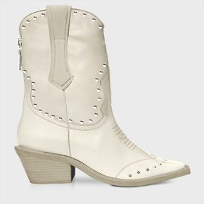 Bota Carrano Western Couro Apliques Off White