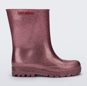 Bota Mini Melissa Welly Infantil Rosa/Glitter