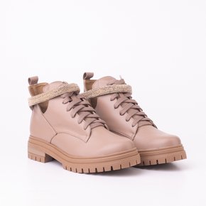 Coturno Maithe Cano Curto com Cristais Nude