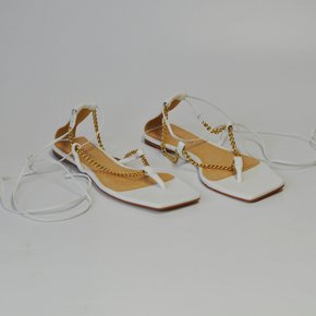 Rasteira Carrano Chain Lace Up Branco