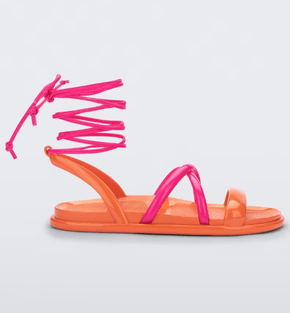 Rasteira Melissa Maya Multi Tiras Pink/Laranja