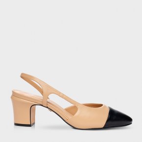 Sapato Carrano Slingback Cap Toe Couro Bege/Preto