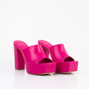 Tamanco Carrano Plataforma Couro Fúcsia